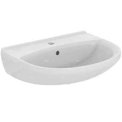 Umywalka IDEAL STANDARD ULYSSE - STYLE owalna (montażu z postumentem lub półpostumentem ), biała, 550mm, otwór na baterię na środku, wiszący, bez odpływu przelewowego