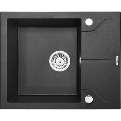 Zlew. andante grafit metalik granit 1k z/ko 590x490x194, 3,5" + osprzęt space-saver nero