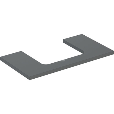 Blat pod umywalkę Geberit ONE z wycięciem, do prostokątnej umywalki nablatowej: B=89.4cm, Lava, Przekrój=Na środku, Lakierowany matowy