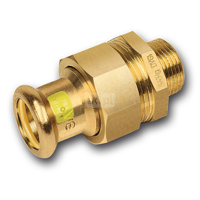 Śrubunek SANHA Press Gas trzyczęściowy, miedź, 28 mm x 1'' (zw x GZ)