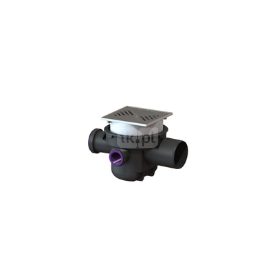 Wpust KESSEL z 1 przyłączem DN 100, odpływ pionowy, kratka 187x187mm stal nierdzewna