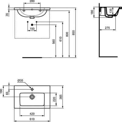 IS I.LIFE S Umywalka 61 WHITE BXD