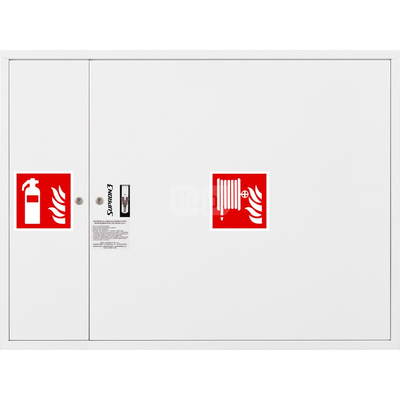Hydrant DN 25 FIT zawieszany z miejscem na gaśnicę obok zwijadła, wąż 20 m, zamek patent, RAL 9003