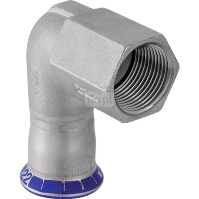 Kolano 90' GEBERIT Mapress Edelstahl FKM przejściowe, stal nierdzewna, 1/2'' x 15 mm (GW x mufa zaprasowywana), (głębokość: 37 mm) z uszczelką