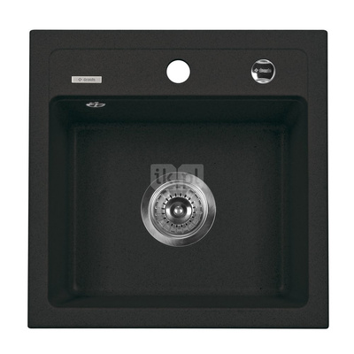 Zlew. zorba grafitowy granit 1k b/o 440x440x184, 3,5" + osprzęt space-saver