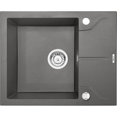 Zlew. andante antracyt metalik granit 1k z/ko 590x490x194, 3,5" + osprzęt space-saver