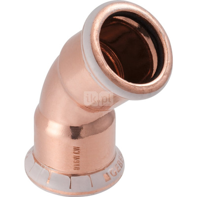 Kolano 45' GEBERIT Mapress Kupfer, Cu, 28 mm, DN 25 x 28 mm x DN 25 (mufa zaprasowywana x mufa zaprasowywana), (głębokość: 14 mm) z uszczelką
