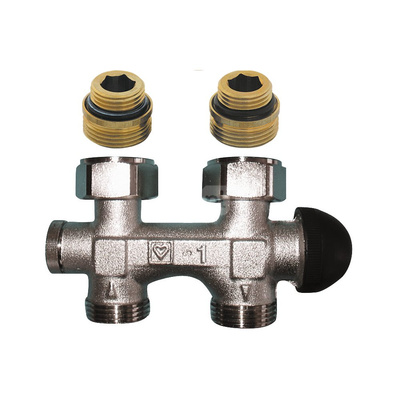 Zestaw przyłączeniowy grzejnikowy jednorurowy HERZ TS-3000 (3798) 1/2'' x 3/4'', rozstaw 50 mm, zawór prosty przystosowany termostatycznie