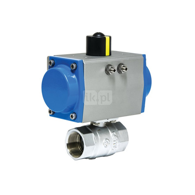 Zawór odcinający kulowy mosiężny, typ PKO gwintowany z napędem pneumatycznym dwustronnego działania, Pnom=2,5MPa, Tmax=180C 3/4"
