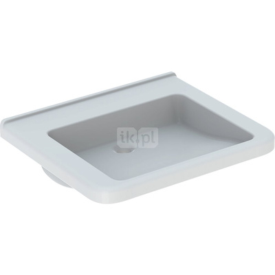 Umywalka GEBERIT Selnova Comfort prostokątna, biała, 650mm, bez otworu na baterię, bez odpływu przelewowego, półka od ściany
