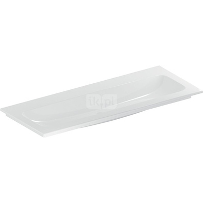 Umywalka GEBERIT iCon 2-stanowiskowa prostokątna, biała / KeraTect, 1200mm, bez otworu na baterię, nakładany od góry, bez odpływu przelewowego, półka od ściany