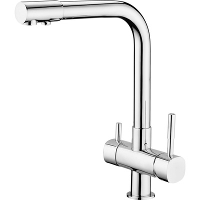 Bateria chrom zlewozmywakowa z prostokątną wylewką z podłączeniem do filtra wody