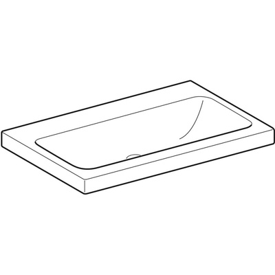 Umywalka GEBERIT iCon Light prostokątna, biała, 750mm, bez otworu na baterię, bez odpływu przelewowego, półka od ściany