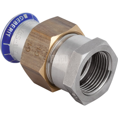 Śrubunek hydrauliczny GEBERIT Mapress Edelstahl FKM przejściowy stal nierdzewna GW 1 1/2'' 42 mm z pierścieniem zacinającym