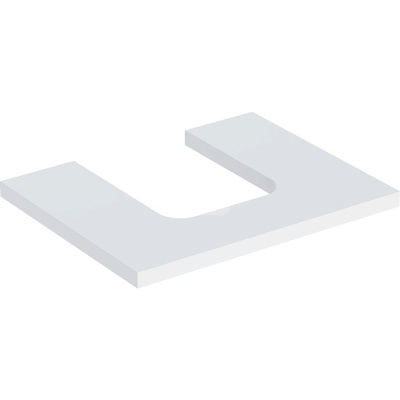 Blat pod umywalkę Geberit ONE z wycięciem, do umywalki nablatowej w kształcie misy: B=59.8cm, Biały, Lakierowany matowy, Przekrój=Na środku