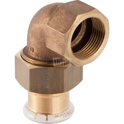 Śrubunek kątowy hydrauliczny GEBERIT Mapress Kupfer przejściowy mosiądz GW 1'' 28 mm z pierścieniem zacinającym