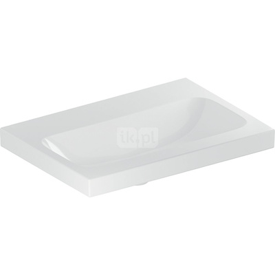 Umywalka GEBERIT iCon Light prostokątna, biała / KeraTect, 600mm, bez otworu na baterię, bez odpływu przelewowego, półka od ściany