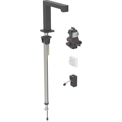 Bateria umywalkowa Geberit Brenta, stojąca, zasilanie sieciowe, do podtynkowej skrzynki funkcyjnej, bez mieszacza, czarny mat