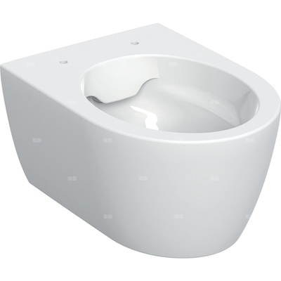 Wisząca miska WC Geberit iCon, lejowa, krótka, ukryte mocowania, Rimfree: T=49cm, Biały / KeraTect