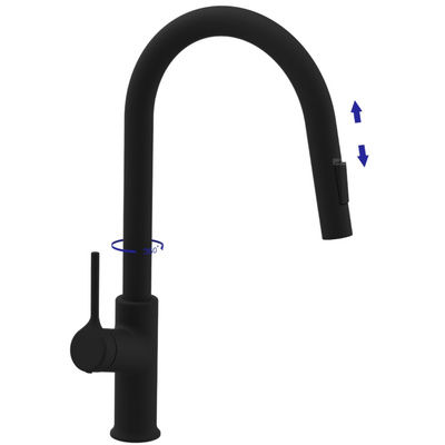 Bateria zlewozmywakowa z 2-funkcyjną, wyciąganą wylewką w kształcie litery U Farsala czarny