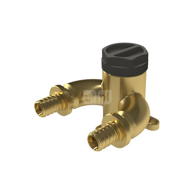 Kolano ścienne mosiężne z uszami typu U GW ultraLINE - 20 Rp1/2" L = 41 mm