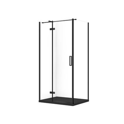 SET C575 KABINA CITY LEWA CZARNA 100X80X195+TAKO SLIM CZARNY MAT WIR