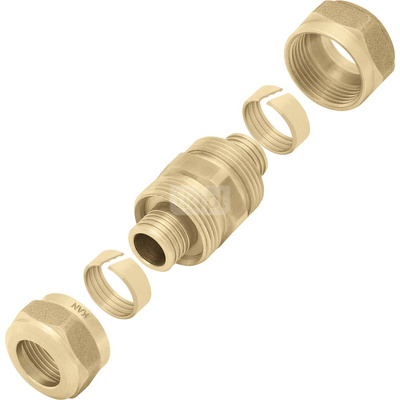 Złączka mosiężna skręcana do rur PEXC i PERT - 25x3.5