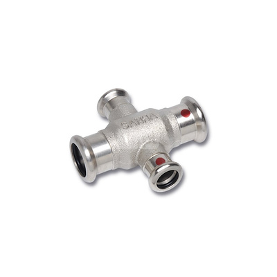 Czwórnik SANHA Therm jednopłaszczyznowy stal 18 mm x 18 mm x 15 mm x 15 mm, zw x zw x zw x zw