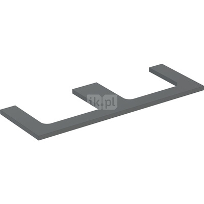 Blat pod umywalkę Geberit ONE z wycięciem, do prostokątnej umywalki nablatowej: B=133.8cm, Lava, Przekrój=Lewa i prawa strona, Lakierowany matowy
