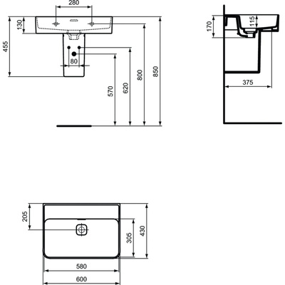 STRADA II UMYWALKA 60 CM B/O