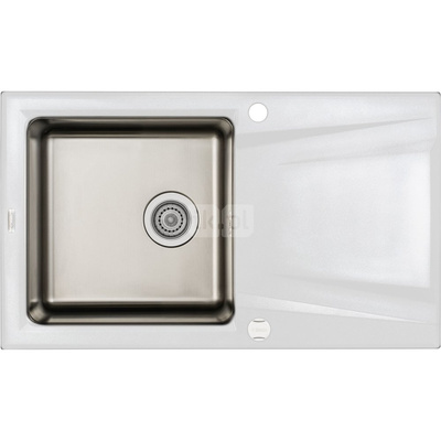 Zlew. prime alabaster granito-stal 860x500x220 3,5" + osprzęt space-saver