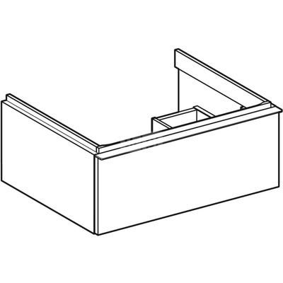 Szafka pod umywalkę Geberit iCon, z jedną szufladą: Szerokość umywalki=60cm, Korpus i front: biały / lakierowany na wysoki połysk, Uchwyt: biały / powlekany proszkowo, matowy