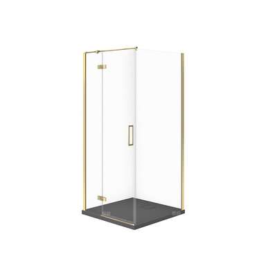 SET C559 KABINA CITY LEWA ZŁOTA 90X90X195+TAKO SLIM SZARY MAT WIR