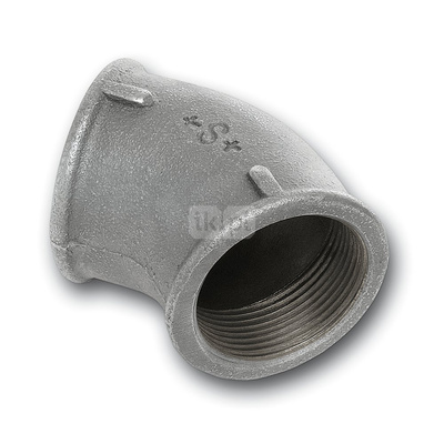 Kolano 45' SANHA 120#, żeliwo (ocynk galwaniczny/elektrolityczny), 1 1/2'' (GW)