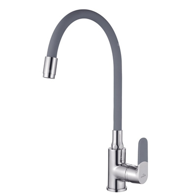 BATERIA ZLEW. SNAKE Z ELASTYCZNĄ WYLEWKĄ, SZARY