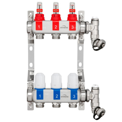 Rozdzielacz stalowy ogrzewania podłogowego Invena Prov