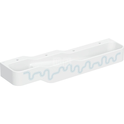 Umywalka GEBERIT Bambini 4-stanowiskowa prostokątna (rynna, elementy dekoracyjne), biała, 1800mm, otwór na baterię na środku (x4), bez odpływu przelewowego, półka od ściany