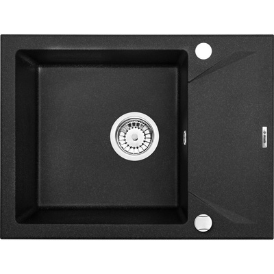 Zlew. evora grafit metalik granit 1k z/ko 590x440x193, 3,5" + osprzęt space-saver