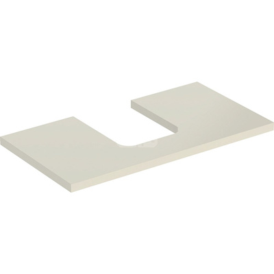 Blat pod umywalkę Geberit ONE z wycięciem, do umywalki nablatowej w kształcie misy: B=74.6cm, Piaskowy szary, Lakierowany na wysoki połysk, Przekrój=Na środku