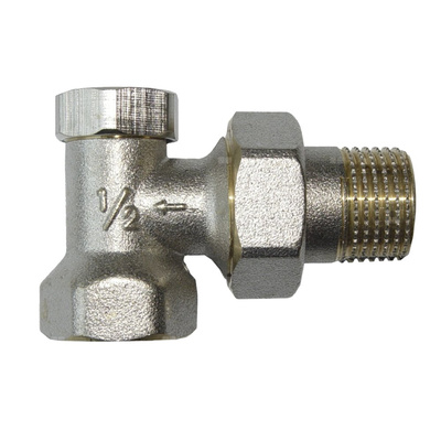 Zawór grzejnikowy kątowy powrotny do rur stalowych ze śrubunkiem