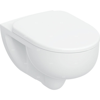 Zestaw wiszącej miski WC Geberit Selnova, lejowa, TurboFlush, z deską sedesową: T=54cm, Wolne opadanie=Tak, Zawiasy wypinane=Tak, Mocowanie=Od góry, Biały