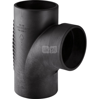 Trójnik GEBERIT Silent-db20 88.5' PE 110 mm x DN 90 x 90 mm x 110 mm (króciec z tworzywa sztucznego do spawania/zgrzewania x króciec z tworzywa sztucznego do spawania/zgrzewania x króciec z tworzywa sztucznego do spawania/zgrzewania), kolor czarny