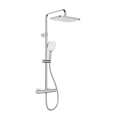 Deszczownia Malaga z baterią termostatyczną, natryskową, ścienną, chrom