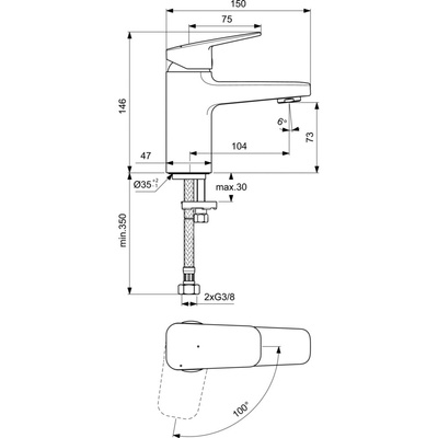 CERAPLAN BATERIA UMYWALKOWA H75 RMTD BS 5L