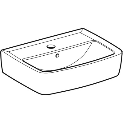 Umywalka mała Koło Rekord, kształt geometryczny: 45x34cm, Otwór na baterię=Na środku, Przelew=Widoczny, Biały