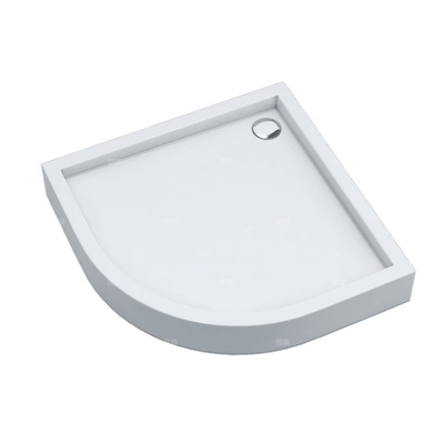 Brodzik akrylowy zintegrowany z nośnikiem Stabilsound Plus® oraz obudową akrylową przeciągniętą do podłogi Medium White Stone 80x80x16 cm R55, półokrągły