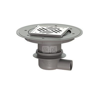 Wpust Classic DN50, odpł. boczny z nasadką Variofix i kratką/ramą nierdz. 138 x138