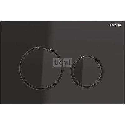 Przycisk uruchamiający Geberit Sigma50, przedni, szkło czarne, pierścienie: czarny chrom, okrągły
