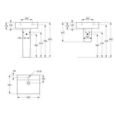 CONNECT UMYWALKA CUBE 55CM Z OTWOREM