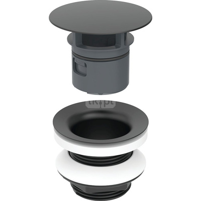 Zawór zestawu odpływowego Geberit ze swobodnym przepływem i pokrywą odpływu: Czarny mat, L=5cm
